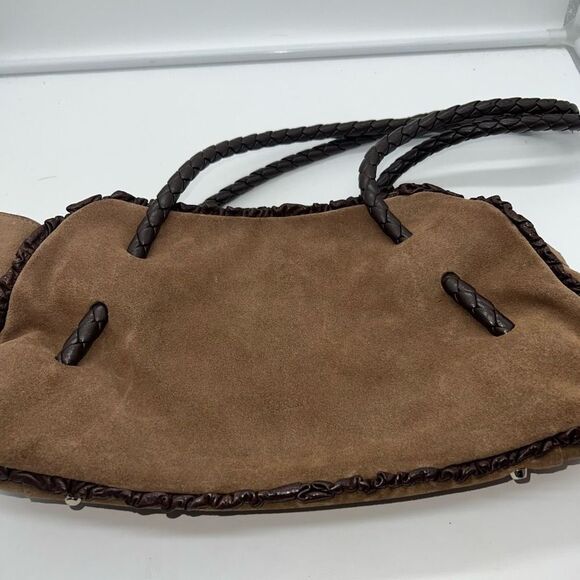 Furla Suede Bag with Braided Handles RARE - Picture 12 of 13